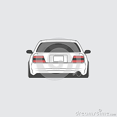 Vector sport japan car. Car sketch. Back view. Vector Illustration