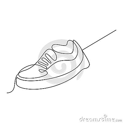 Vector Sport shoe in continuous one line art drawing sneakers minimalist sketch isolated on white background Vector Illustration