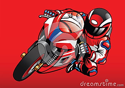 Sportbike racer in action Vector Illustration