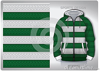 Vector sports shirt background image.Green and white woven fabric pattern design, illustration, textile background for sports long Vector Illustration