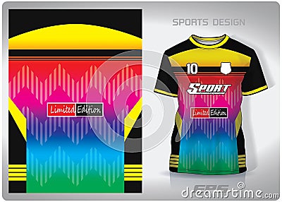 Vector sports shirt background image.Rainbow straight wavy pattern design, illustration, textile background for sports t-shirt, Vector Illustration