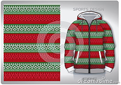 Vector sports shirt background image.Red green and white woven fabric pattern design, illustration, textile background for sports Vector Illustration