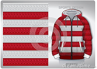 Vector sports shirt background image.Red and white woven fabric pattern design, illustration, textile background for sports long Vector Illustration