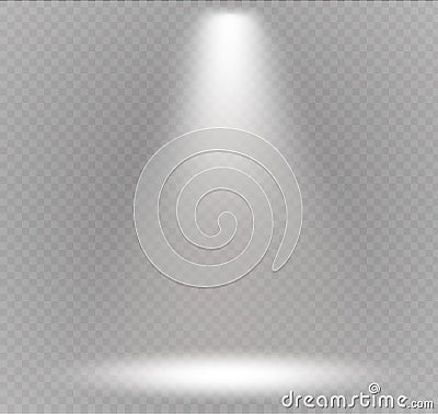 Vector spotlight. Light effect.Scene illumination, transparent effects on a plaid dark background. Vector Illustration