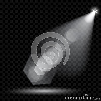 Vector spotlights. Illumination of the scene. Transparent light Vector Illustration