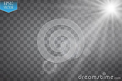 Vector Spotlights. Scene. Light Effects.Vector transparent sunlight special lens flare light effect. Sun flash with rays Vector Illustration