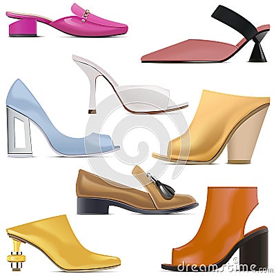 Vector Spring Female Shoes Icons Vector Illustration