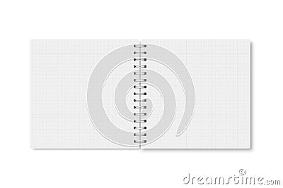 Vector square copybook with metallic white spiral Vector Illustration