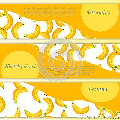 Vector square label, banana jam, sauce or juice Vector Illustration