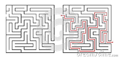 vector square maze puzzle Vector Illustration