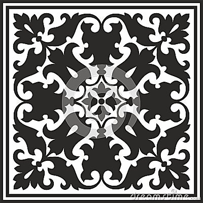 Vector square monochrome black ornament of ancient Rome. Vector Illustration