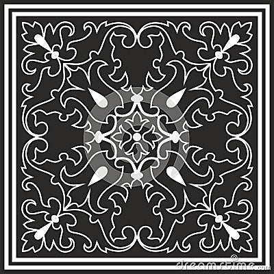 Vector square monochrome black ornament of ancient Rome. Vector Illustration