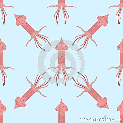 Vector squid cartoon illustration seamless pattern background Vector Illustration