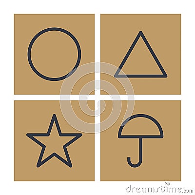 Vector Squid games symbols. Vector illustration. Circle triangle star umbrella. Squid Game Cardvisit Vector Illustration