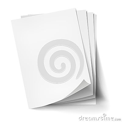 Vector Stack of four empty white sheets. Realistic empty paper Vector Illustration