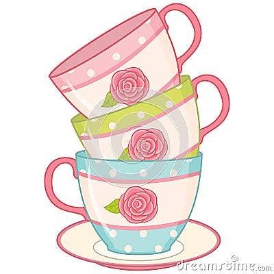 Vector Stack of Tea Cups. Tea Cups Vector Illustration Vector Illustration
