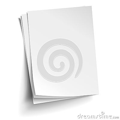 Vector Stack of three empty white sheets. Realistic empty paper Vector Illustration
