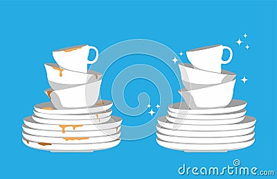 Vector stack of white dishware Vector Illustration