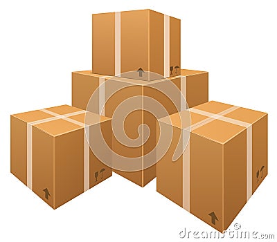 Vector stacks of cardboard boxes Vector Illustration