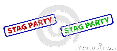 STAG PARTY Bicolor Rough Rectangular Watermarks with Corroded Textures Stock Photo