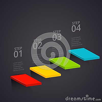 Vector stairs on a dark background. Can be used for presentation, diagrams, annual report, web design. Business Vector Illustration