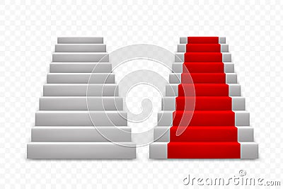 Vector stairs template with red carpet Vector Illustration