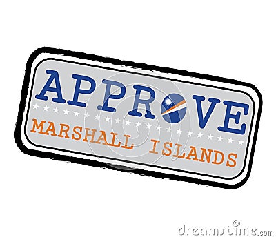 Vector Stamp for Approve logo with Marshall Flag in the shape of O and text Marshall Islands Vector Illustration