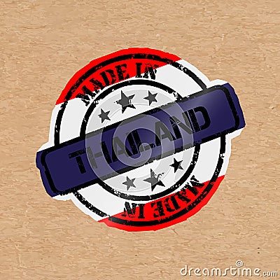 Vector stamp with flag of the Thailand. Lettering Made in Thailand Stock Photo