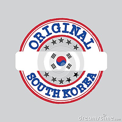 Vector Stamp of Original logo with text South Korea and Tying in the middle with nation Flag Vector Illustration