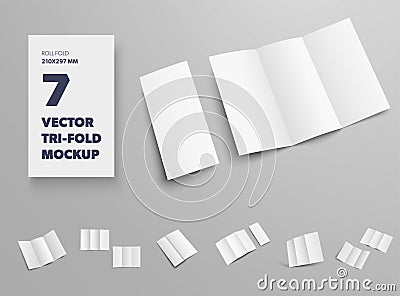 Vector standard booklet template isolated on gray background, front and back view, for presentation of design and pattern Vector Illustration