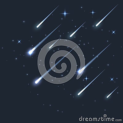 Vector star meteor falling in dark. Comet or asteroid science background. Galaxy astronomy background illustration Vector Illustration