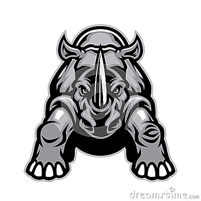 Steady angry rhino mascot Vector Illustration