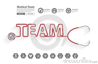 Vector stethoscope medical team ideas concept Vector Illustration