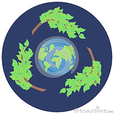 Vector sticker recycling, save green planet, vector icon Vector Illustration