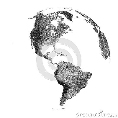 Vector stippled globe with continental relief Vector Illustration