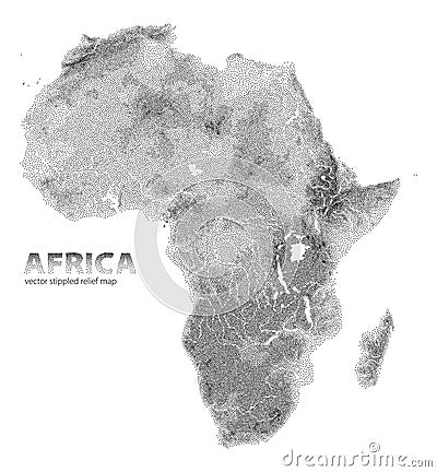 Vector stippled relief map of Africa Vector Illustration