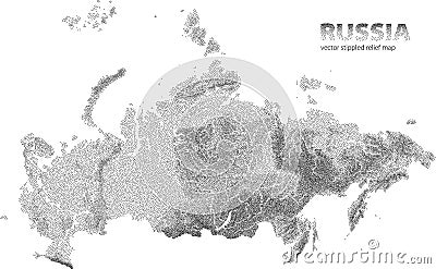 Vector stippled relief map of Russia Vector Illustration