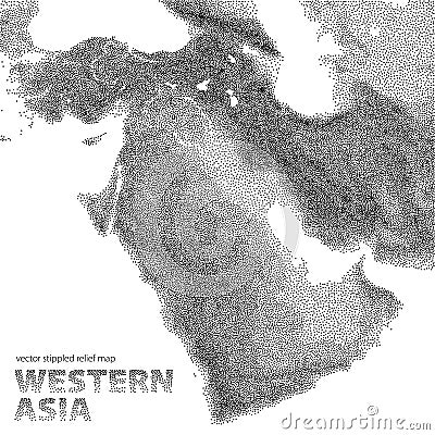 Vector stippled relief map of Western Asia Vector Illustration