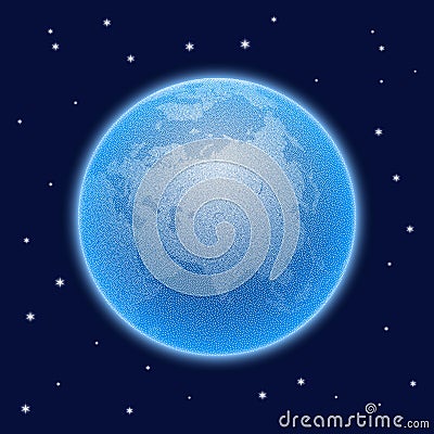 Vector stippled world stylized globe with atmosphere. Vector Illustration