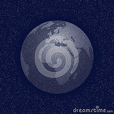 Vector stippled world stylized globe Vector Illustration