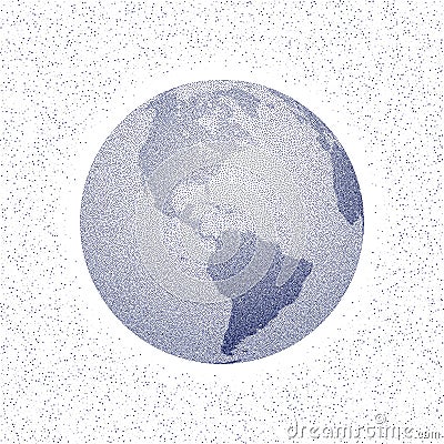 Vector stippled world stylized globe Vector Illustration