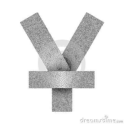 Vector Stippled yen or yuan sign icon. Yen or yuan currency symbol. Vector Illustration