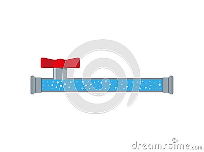 A vector stock illustration with clogged pipe and trash inside isolated on a white background. The sectional pipe is blocked, Vector Illustration