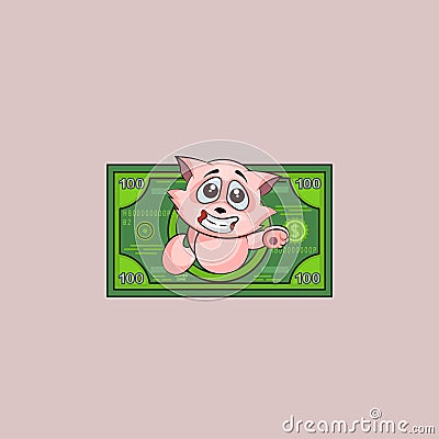 Kitty sticker emoticon money profit dollar Vector Illustration
