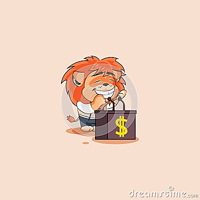 Lion sticker emoticon training presentation Vector Illustration