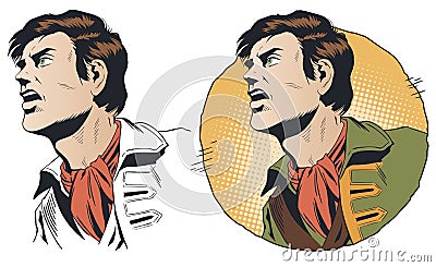 Portrait of surprised man in form of sailor of past Vector Illustration