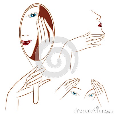 Vector stock. Infographics. Beautiful girl caring for her face. Vector Illustration