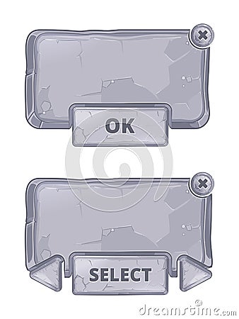 Vector stone panels for game UI in cartoon style Vector Illustration