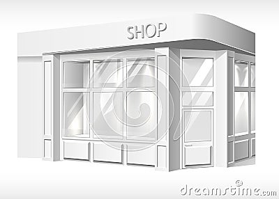 Vector store front exterior mockup realistic white Vector Illustration