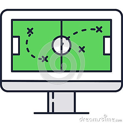 Vector strategy plan icon sport soccer game field Vector Illustration